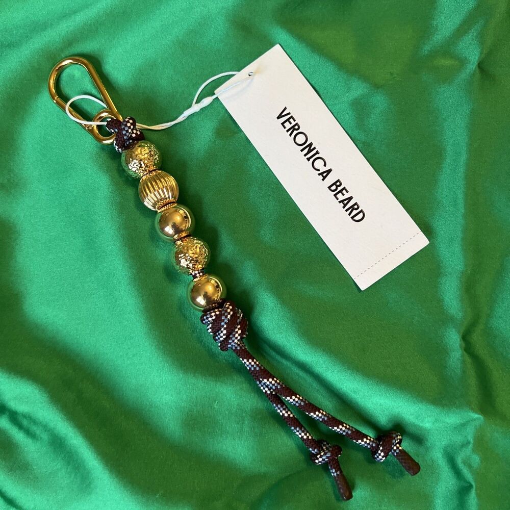 VERONICA BEARD 5 Bead Bag Charm Keychain Paracord Raisin Multi Playful Decor NWT